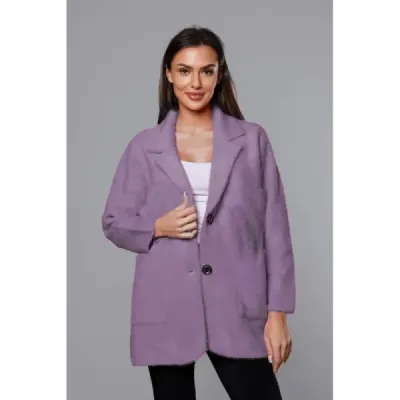 Krátký vlněný dámský kabát alpaka MODA7108-1 fialový