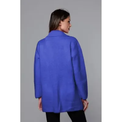 Krátký vlněný dámský kabát alpaka MODA7108-1 modrý
