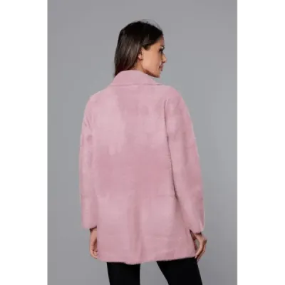 Krátký vlněný dámský kabát alpaka MODA7108-1 světle růžový