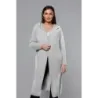 Dlouhý vlněný kabát alpaka s kapucí MODA105-1 světle šedý