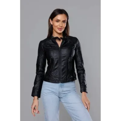 Dámská koženková bunda MODA22 černá