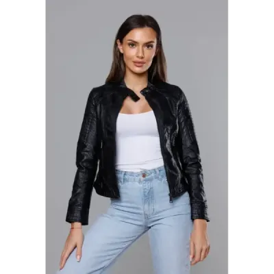 Dámská koženková bunda MODA22 černá