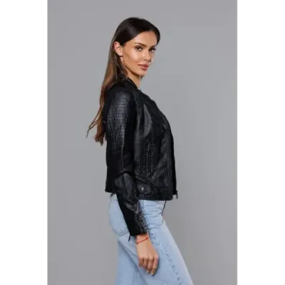 Dámská koženková bunda MODA22 černá