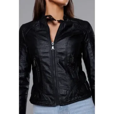 Dámská koženková bunda MODA22 černá
