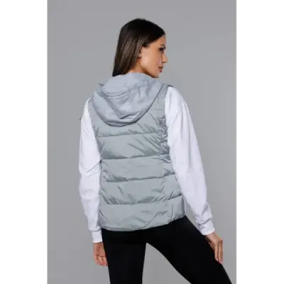Dámská vesta s kapucí MODA1604 šedo-modrá
