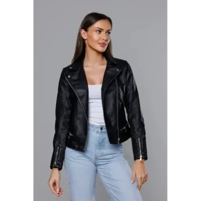 Dámská koženková bunda MODA8030 černá