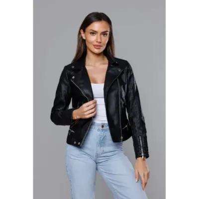 Dámská koženková bunda MODA8030 černá