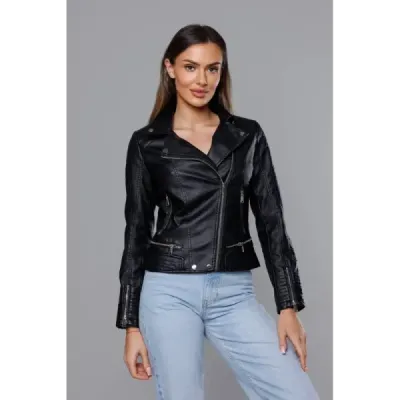 Dámská koženková bunda MODA8030 černá