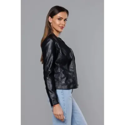 Dámská koženková bunda MODA8051 černá Dámská koženková bunda MODA8051 černá
