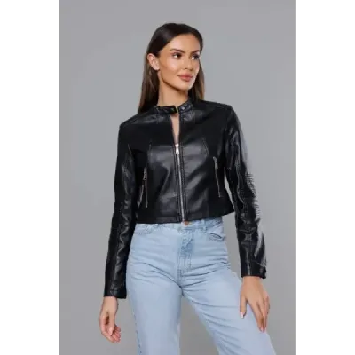 Dámská koženková bunda MODA8038 černá