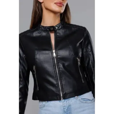 Dámská koženková bunda MODA8038 černá