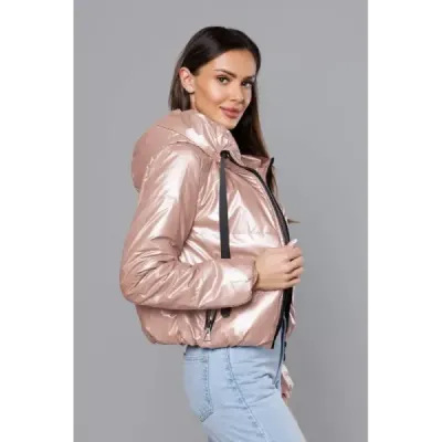 Krátká dámská jarní bunda MODA8138 perlovorůžová