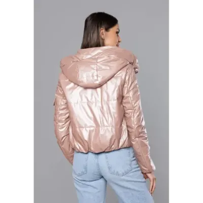 Krátká dámská jarní bunda MODA8138 perlovorůžová