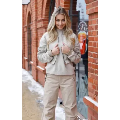 Krátká dámská bombera MODA2206 béžová