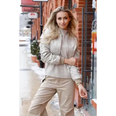 Krátká dámská bombera MODA2206 béžová