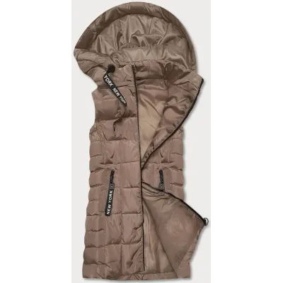 Dámská vesta s kapucí MODA8136BIG tmavě béžová Dámská vesta s kapucí MODA8136BIG tmavě béžová