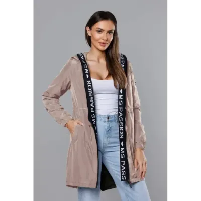 Tenká dámská přechodná bunda MODA1811BIG béžová Tenká dámská přechodná bunda MODA1811BIG béžová
