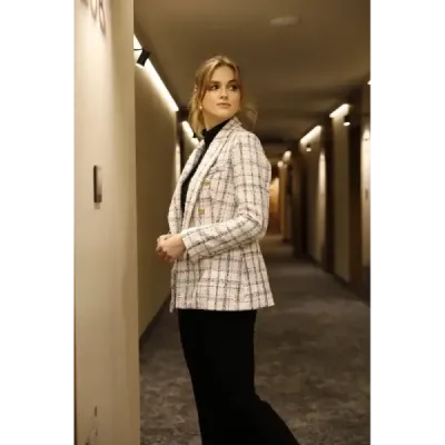 Dvouřadé dámské sako MODA1980 ecru