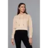 Krátká dámská mikina MODA939 krémová