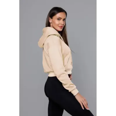 Krátká dámská mikina MODA939 krémová