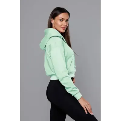Krátká dámská mikina MODA939 pistáciová