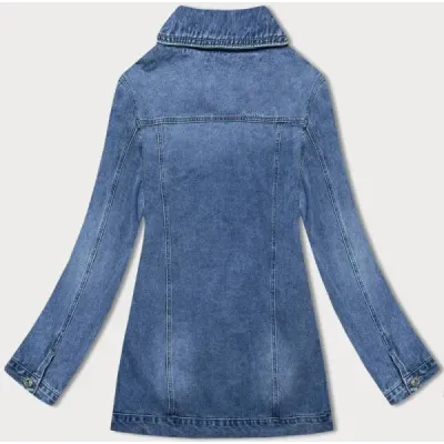 Dlouhá dámská jeansová bunda MODA8728 modrá