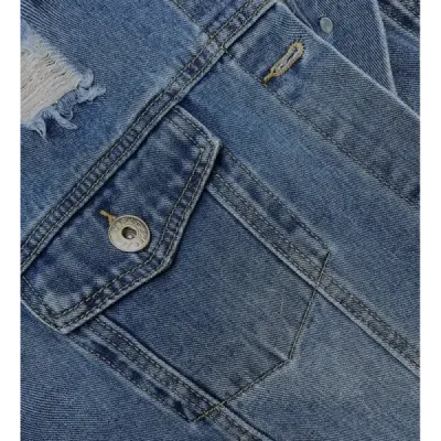 Dlouhá dámská jeansová bunda MODA8728 modrá