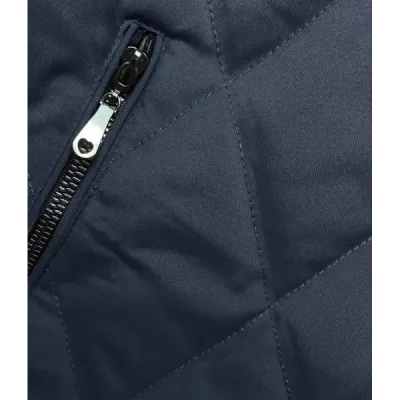 Dámská prošívaná bunda s ozdobnými lemovkami MODA9086 modrá