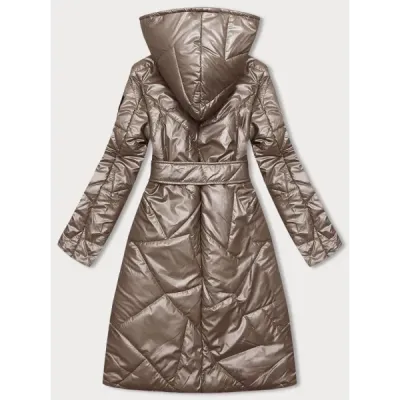 Dlouhá dámská přechodná bunda MODA8179 cappuccino