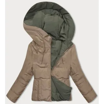 Oboustranná přechodná bunda s kapucí MODA8181 béžovo-khaki