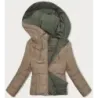Oboustranná přechodná bunda s kapucí MODA8181 béžovo-khaki