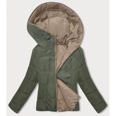 Oboustranná přechodná bunda s kapucí MODA8181 béžovo-khaki