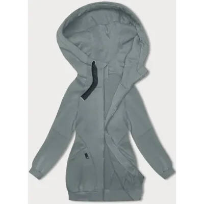 Dlouha dámská mikina MODA332A šedozelena