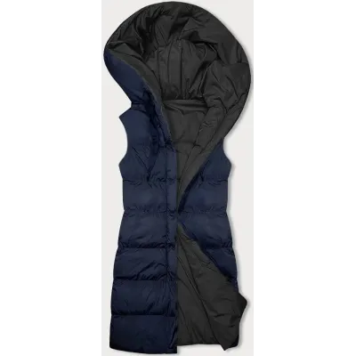 Oboustranná dámská vesta oversize MODA724 tmavěmodro-černá