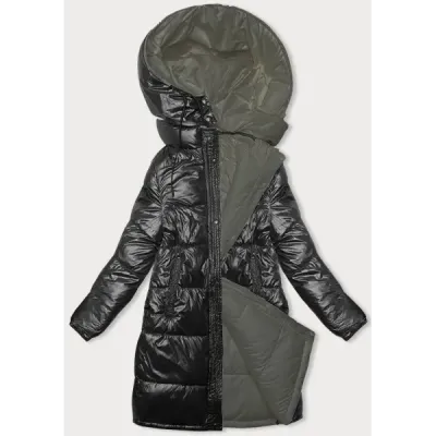 Hrubá dámská zimní bunda MODA768 černo-khaki