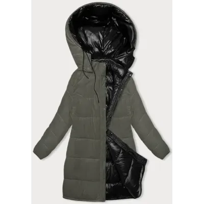 Hrubá dámská zimní bunda MODA768 černo-khaki