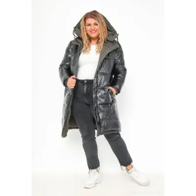Hrubá dámská zimní bunda MODA768 černo-khaki