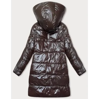 Hrubá dámská zimní bunda MODA768 hněda-ecru