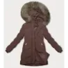 Dámská zimní bunda s kapucí MODA3015 hnědá