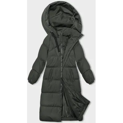 Dlouhá silná dámská zimní bunda s kapucí MODA3163 army
