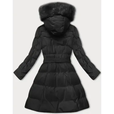 Dámská zimní bunda s ozdobnou kožešinou MODA3158 černá
