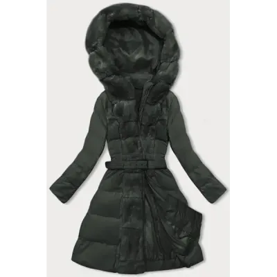 Dámská zimní bunda s ozdobnou kožešinou MODA3158 army