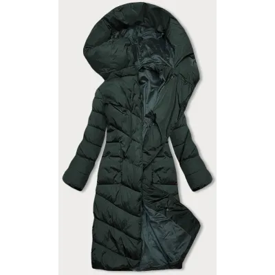 Dlouhá dámská zimní bunda MODA033 tmavě zelená