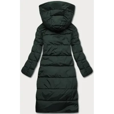Dlouhá dámská zimní bunda MODA033 tmavě zelená