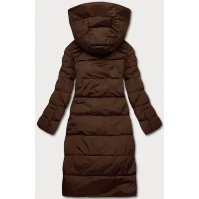 Dlouhá dámská zimní bunda MODA033 hnědá