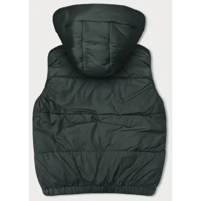 Krátká dámská vesta s kapucí MODA9091 army