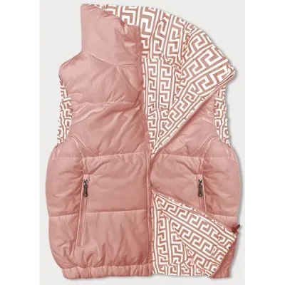 Dámská krátká vesta s límcem MODA9092 růžová