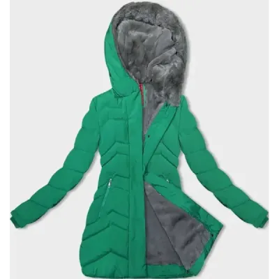 Dámská zimní bunda s kožíškem MODA3023 zelena