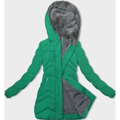 Dámská zimní bunda s kožíškem MODA3023 zelena