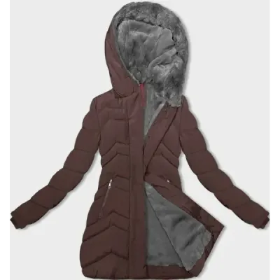 Dámská zimní bunda s kožíškem MODA3023 hnědá